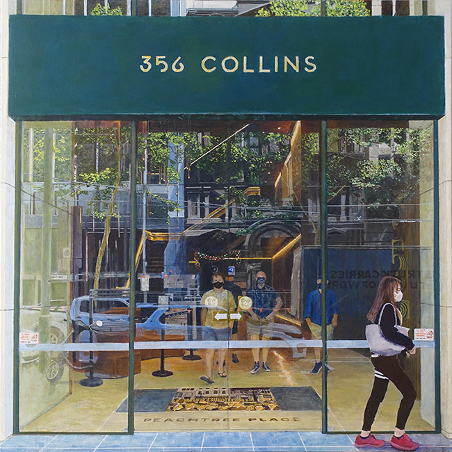 James Yuncken, 20-20 Hindsight, Collins Street, 5pm, 2020 - 110 x 110 cm, acrylic on canvas, 2021-22