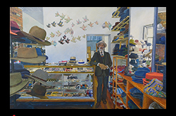 James Yuncken, 20-20 Hindsight, Hat Shop, 85 x 130 cm, acrylic on canvas, 2021