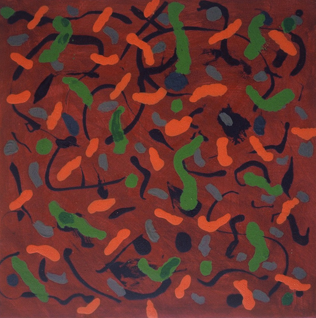 James Yuncken, Swimmers - 30 x 30 cm, mixed media on board, 2004