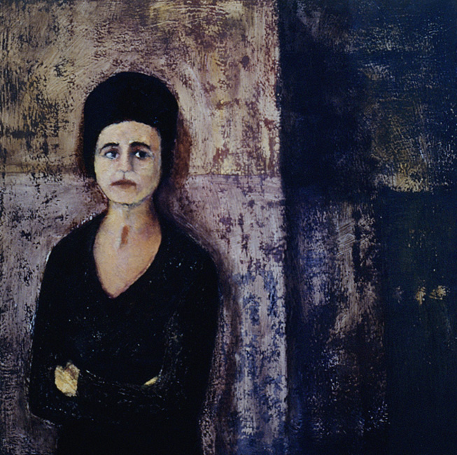 James Yuncken, Untitled (female figure) - 45.5cm x 45.5cm, oil on board, 1996