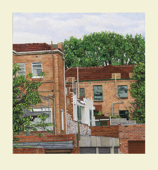 James Yuncken, Rear View of Flats, East Melbourne, evening of 25th January 2011, - giclee print, edition of 25, 2014