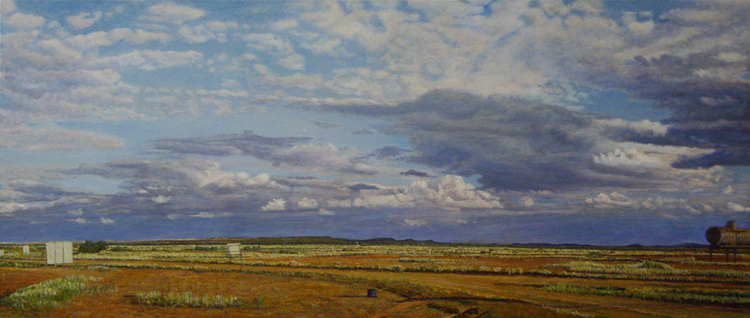 James Yuncken, Oodnadatta Track, South Australia's Outback, Oodnadatta, 64 x 150 cm, acrylic on canvas, 2016