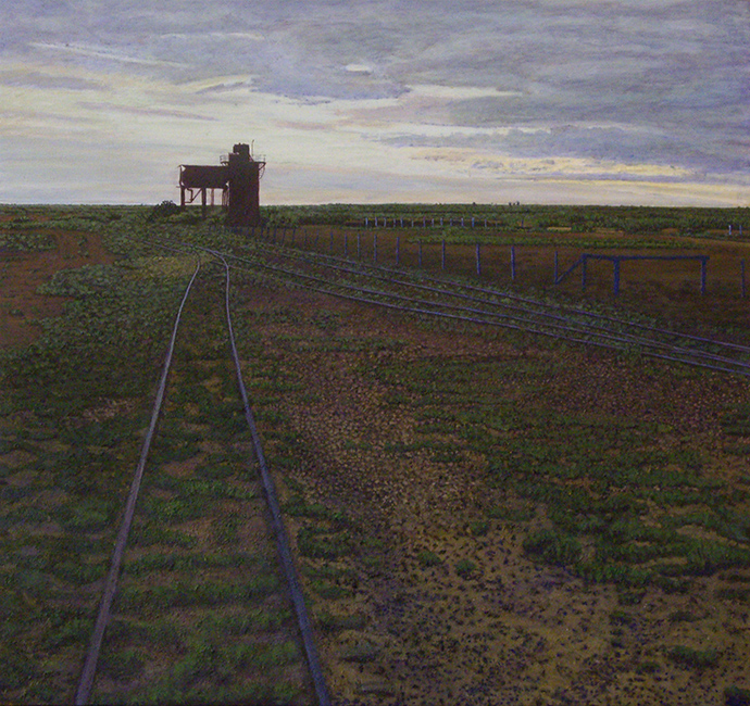 James Yuncken, Oodnadatta Track, South Australia's Outback, Curdimurka I, The view west - 60 x 64 cm, acrylic on paper, 2016