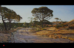 James Yuncken, Oodnadatta Track, South Australia's Outback, Painted Hills II, 31 x 60 cm, acrylic on board, 2018