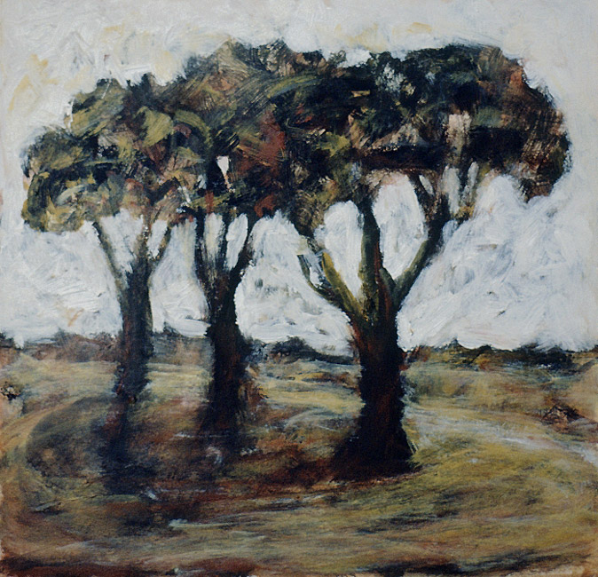 James Yuncken, Three Trees - 20.5 x 20.5 cm, acrylic on paper, 2000