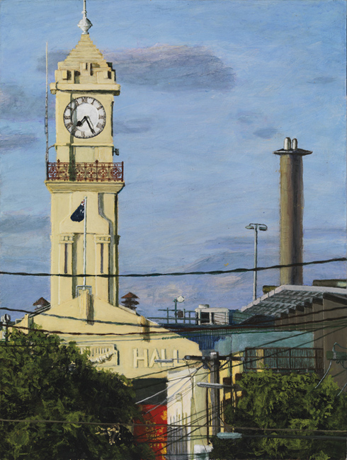 James Yuncken Richmond Town Hall, afternoon of 6th February 2011, 40 x 30 cm, acrylic on board, 2014