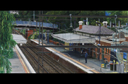 James Yuncken Fountain,  Jolimont Station, afternoon of 21st December 2010, 55 x 112 cm, acrylic on board, 2014