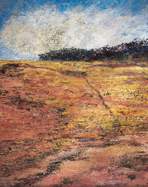 James Yuncken, Self-generated Landscape No 7 - Trail - 76 x 61 cm, oil on gesso board, 2003