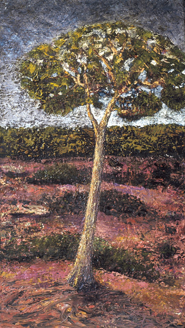 James Yuncken, Self-generated Landscape No 12 - Tree - 53.5 x 30 cm, oil on board, 2003