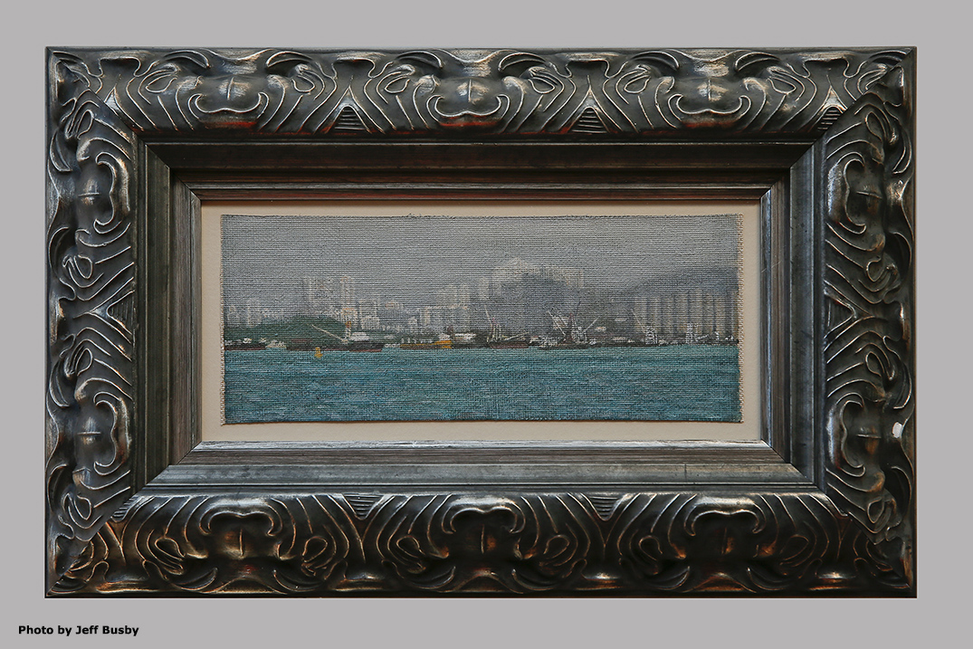 James Yuncken, Harbour View 3 Hong Kong, 9.5 x 23.5 cm, acrylic on canvas, 2019