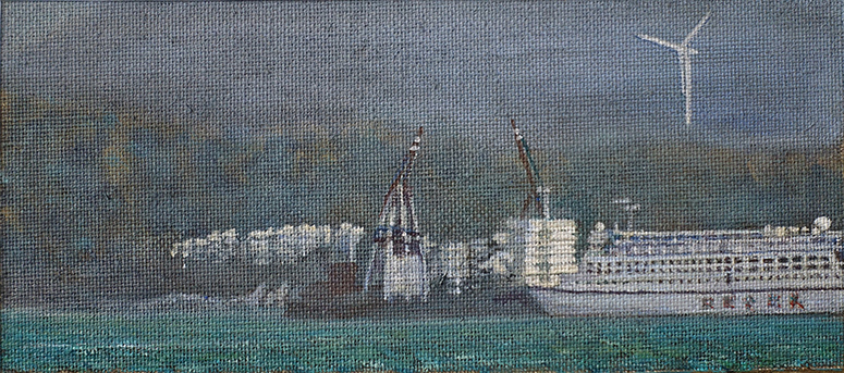 James Yuncken, Wind turbine, 10 x 22.6 cm, acrylic on canvas, 2019