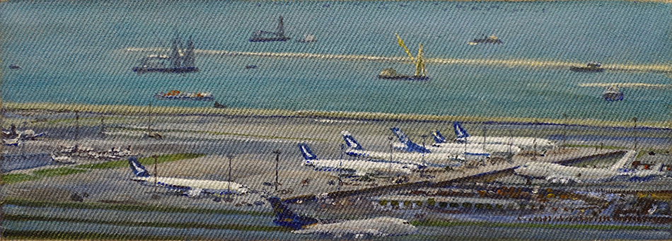 James Yuncken, Airport 1, 10 x 28 cm, acrylic on canvas, 2019