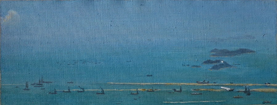 James Yuncken, Blue Vista 1, 10 x 26.5 cm, acrylic on canvas, 2020