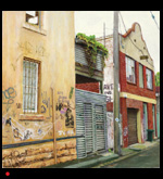 James Yuncken, Art Does Matter, Lt Smith St, Fitzroy, afternoon of 20th December 2010, 40 x 40 cm, acrylic on board, 2011