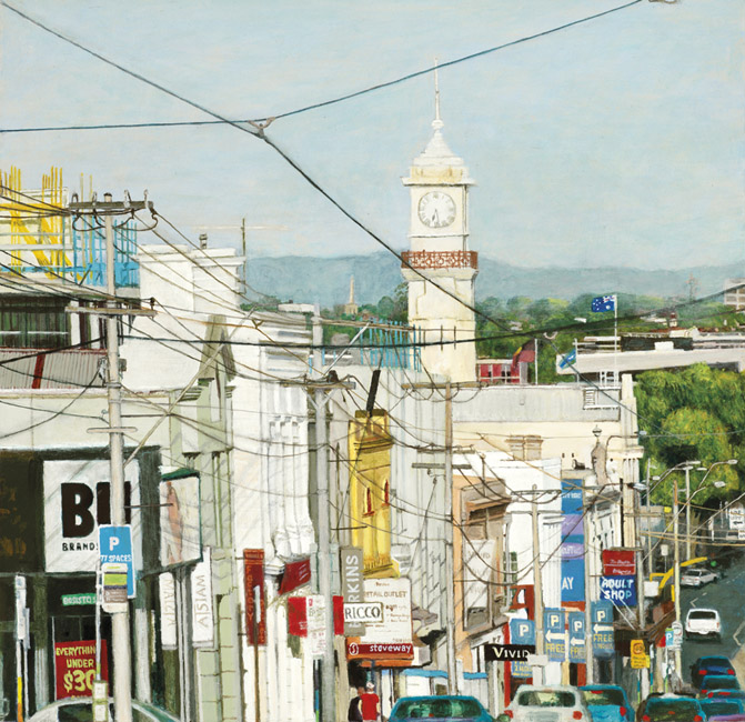 Everything Under $30, Bridge Rd, late afternoon of 30th December, 2010 - 
				Acrylic on board, 45 x 43.5 cm, 2011