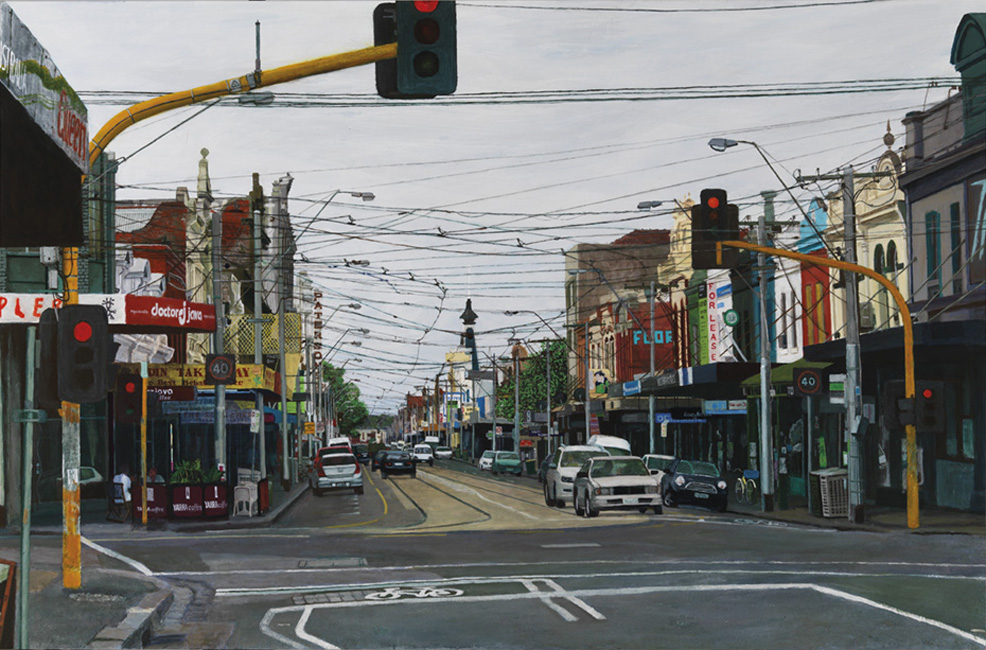 ueen - Smith St, afternoon of 26th January, 2011 - 
			Acrylic on board, 73 x 112 cm, 2012