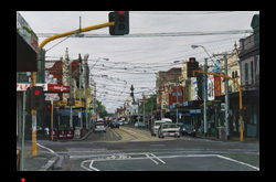 James Yuncken, Queen: Smith St Fitzroy, afternoon of 26th January, 2011, 73 x 112, acrylic on board, 2012