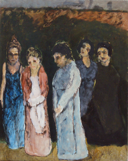 James Yuncken, Untitled group of figures - 76 x 60.5 cm, oil on board, 1996