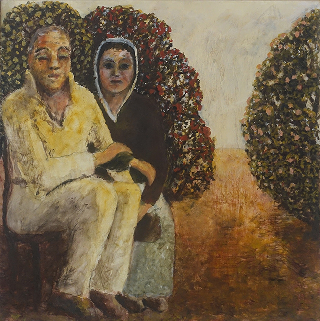 James Yuncken, Migrants - 41 x 41 cm, oil on gesso board, 1998