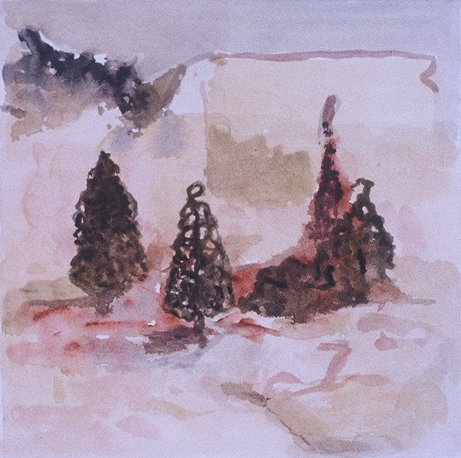 James Yuncken, Conifers - 19.5 x 19 cm, acrylic on paper, 2000