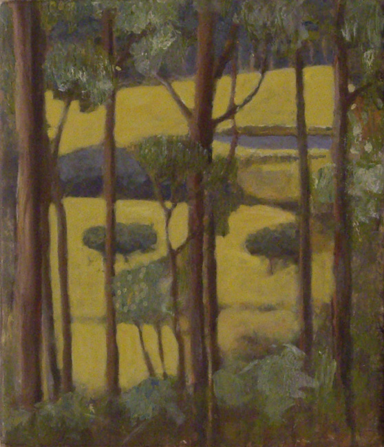 James Yuncken, Prince Caspian's Forrest at the South Coast - 13.5 x 12 cm, vinyl paint on gesso board, 2002