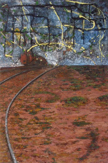 James Yuncken, Off the Rails - 121.5 x 81 cm, acrylic media, pigments on board, 2009