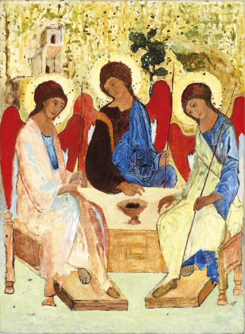 James Yuncken, From Icon of Andrei Rublev, Holy Trinity - 34 x 25 cm, oil on gesso board, 2009