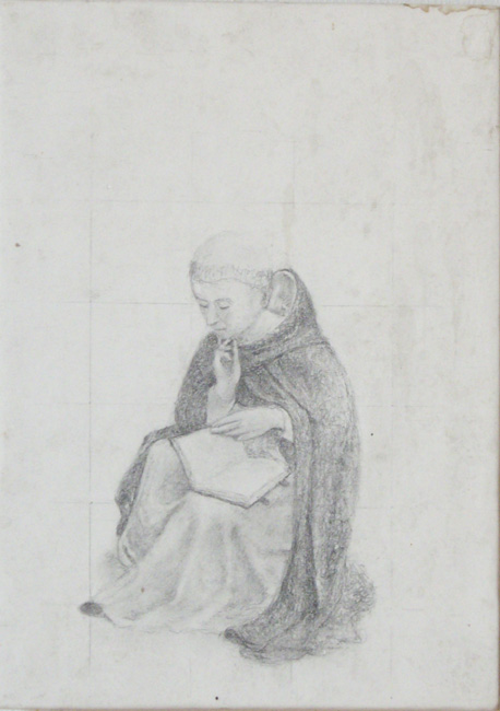 James Yuncken, St Dominic from a fresco by Fra Angelico - 28 x 20.5 cm, pencil on gesso board, 2000