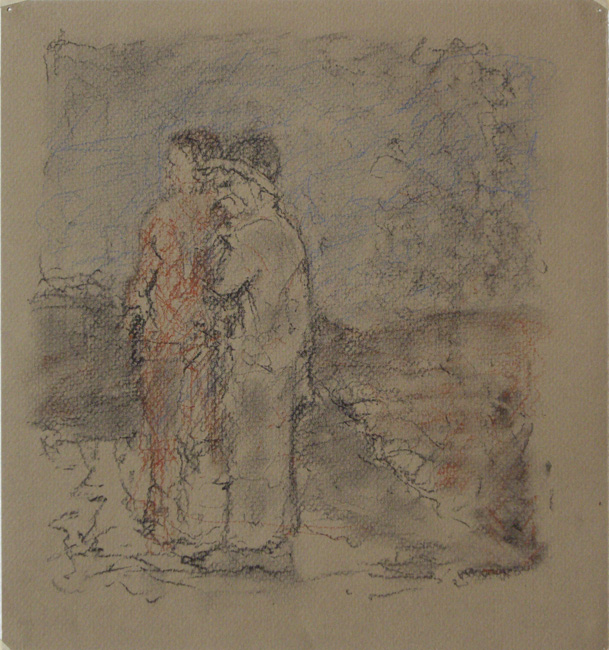 James Yuncken, Drawings from the Muse: Couple in a landscape - 27 x 25 cm, conte on paper, 2000