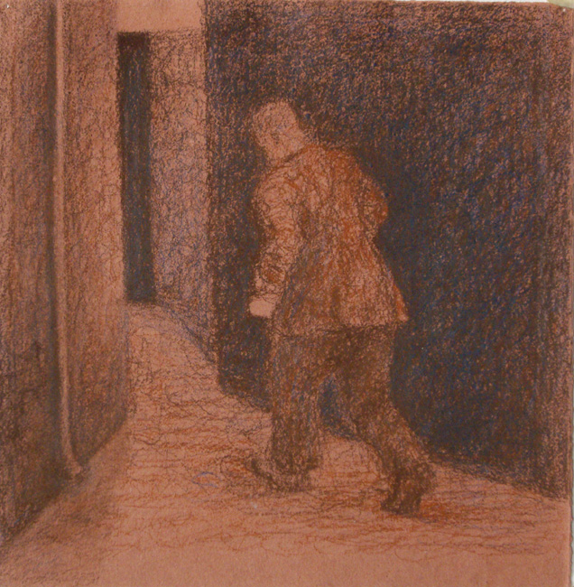 James Yuncken, Drawings from the Muse: Narrow passage - 25.5 x 25 cm, conte pencils on paper, 2000