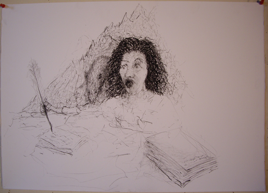James Yuncken, Boadicea Lives - 50 x 70 cm, conte pencils on paper, 2008