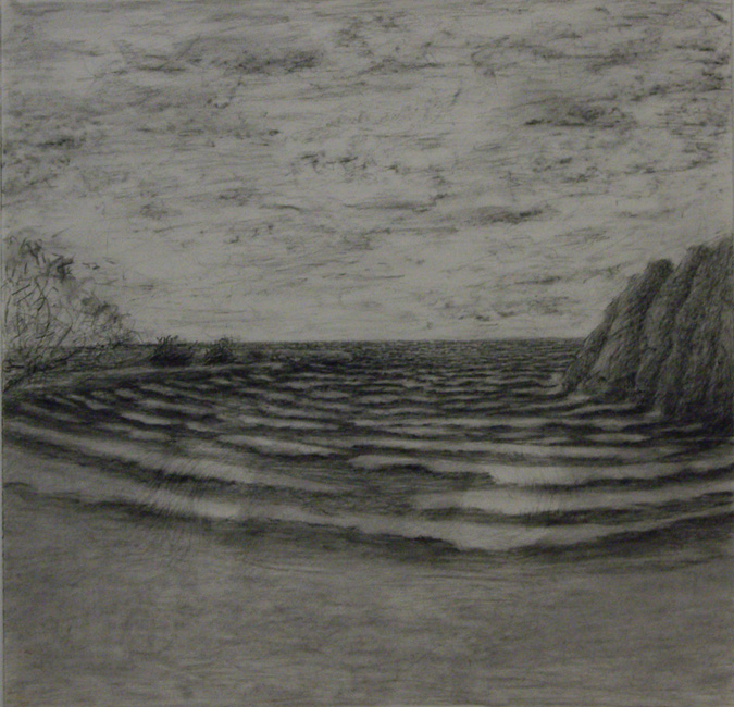 James Yuncken, Whitewater - 54 x 50.5 cm, charcoal on paper, 2008