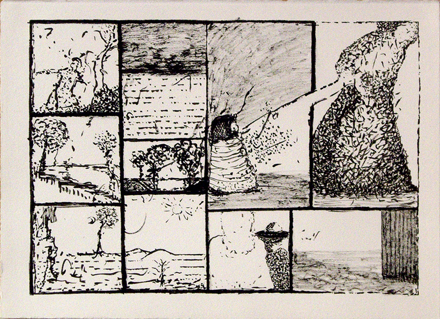 James Yuncken, Cartoon of dualities - 27.5 x 38.5 cm (paper), ink on paper, 2016