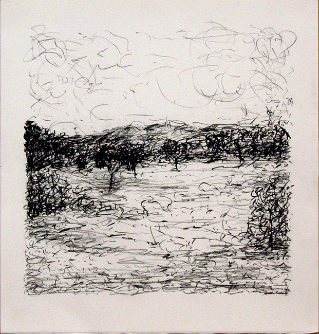 James Yuncken, Landscape - 35 x 33.5 cm, charcoal on paper, 2016