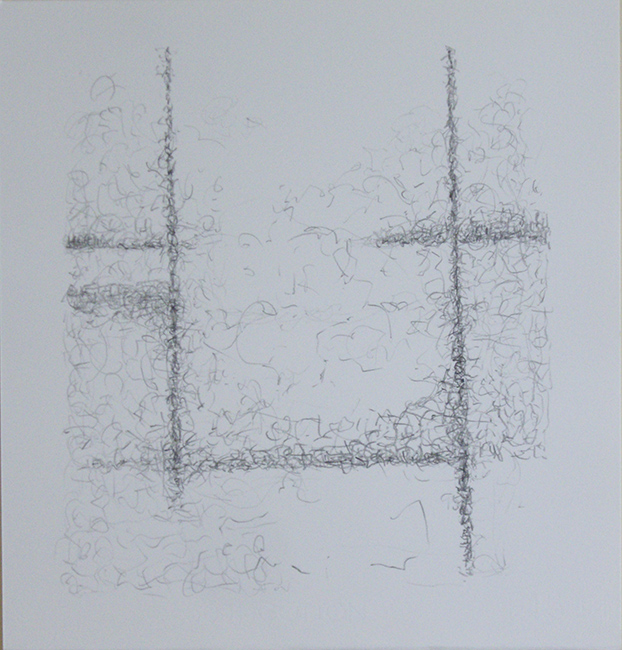 James Yuncken, A Window, A Picture Frame, Two Masts - 35 x 33.5 cm, conte charcoal on paper, 2017
