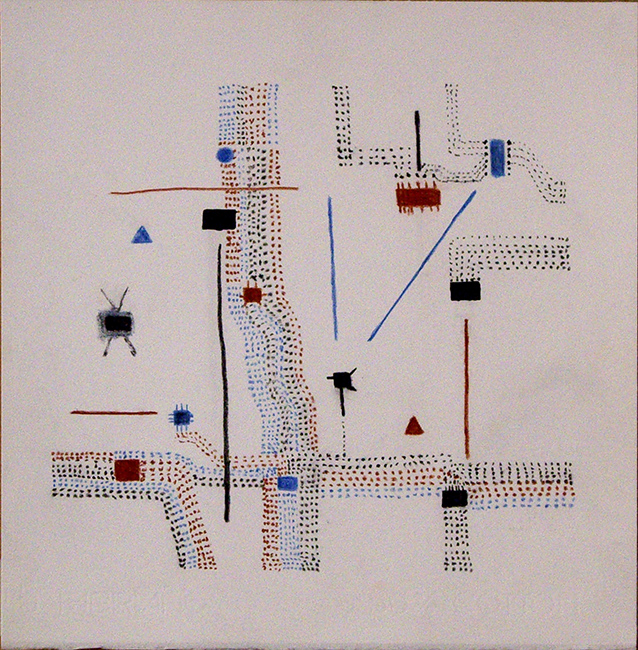 James Yuncken, Abstract IV, referencing electronics - 30 x 30 cm, conte pencils on paper, 2017