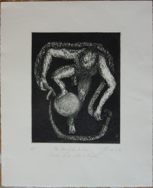 James Yuncken, Rise of the Dictator (Schoenberg Series - Ode to Napoleon) - 
		Edition of 25, etching on Hahnemuhle paper, 29 x 23 cm, 1990
