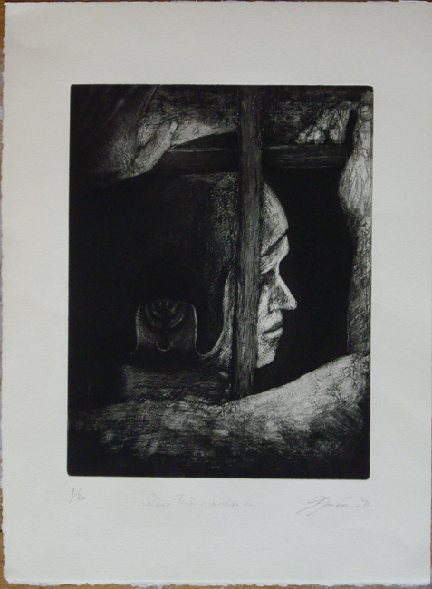James Yuncken, Soldier Time - 
		Edition of 20, etching on Hahnemuhle paper, 36 x 28 cm, 1991