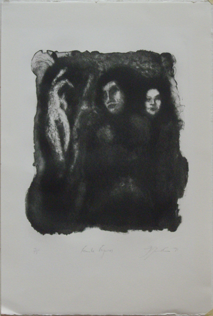 James Yuncken, Female figures - lithograph - 32 x 27 cm, 1991