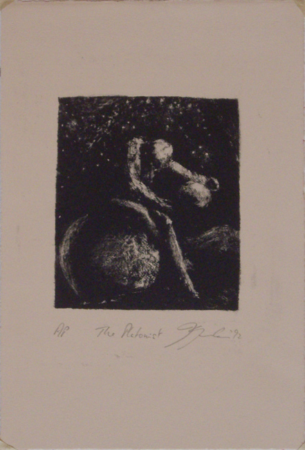 James Yuncken, The Platonist - Edition of 6, lithograph on Pescia Buff paper, 13 x 11.5 cm, 1992